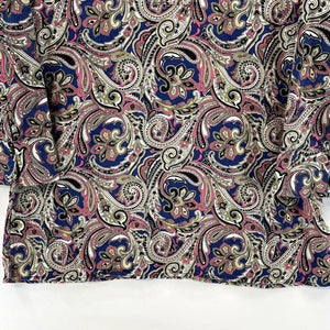 Jones New York Women's Funky Boho Blouse Linen V Neck Paisley Blue Pink Size M