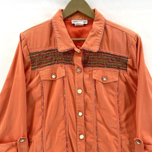 Nancy Bolen Women's Light Jacket Bright Stitching Vtg Made USA Orange Size L