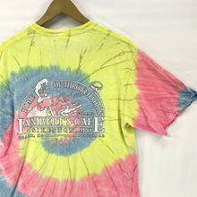 Port Co Men's T Shirt Heads Up Lambert's Cafe MO Tie Dye Blue Pink Yellow Size L