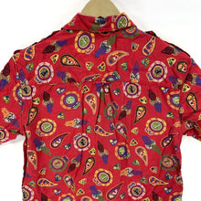 Leslie Fay Women's Button Up Blouse Paisley Tribal Geometric Vtg Red Size 4