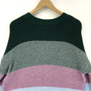 American Eagle Women's Knit Sweater Soft Pastel Striped Blue Green Pink Size M