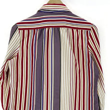 Pykettes Women's Striped Blouse Light Button Up Pleated Vtg Purple Red Size 12