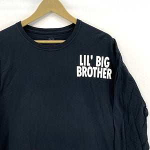 Fruit of Loom Men's Long Sleeve T Shirt Lil Big Brother Knuckles 23 Black Size L