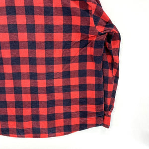 American Edition Men's Button Up Shirt Made USA Plaid Flannel Black Red Size XL