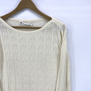 Garland Women's Sheer Sweater Herringbone Arrow Knit Lightweight Beige Size S