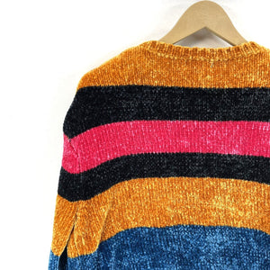 Deep Sugar Women's Soft Sweater Cozy Boxy Knit Bright Yellow Pink Blue Size S