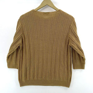 Blair Women's Knit Top Ribbed Lightweight Sweater Cozy VTG Camel Brown Size M