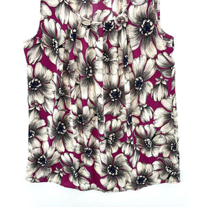 Ann Taylor Women's Floral Tank Top Flowy Lightweight Office Purple Gray Size XSP