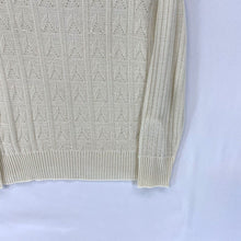 Garland Women's Sheer Sweater Herringbone Arrow Knit Lightweight Beige Size S