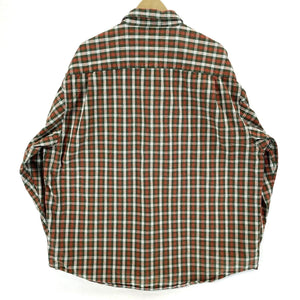 Eddie Bauer Men's Button Up Shirt Heavy Oversized Plaid Green Orange Size 2XL