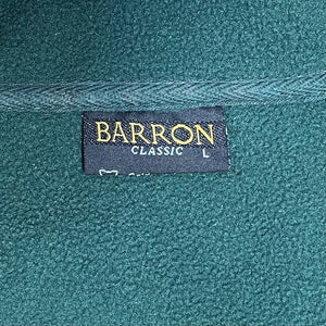 Barron Men's Fleece Sweater Zip Pockets Zip Line Crew Outdoor Vtg Green Size L