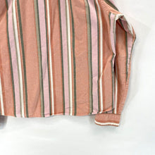 Women's Button Up Blouse Lightweight Beach Outdoor Striped Coral Pink Size L