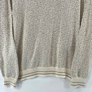 Carmel Women's Cozy Knit Sweater Golf Stitching Vtg Made USA Beige Size L