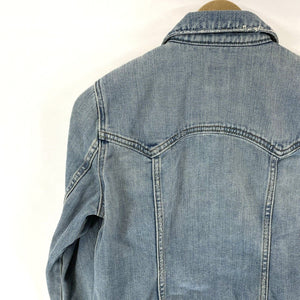 Gap Women's Denim Jacket Pockets Distressed Fade Light Wash Blue Size S