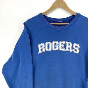 Vtg Men's Graphic Sweatshirt Rogers Grunge Boxy Relaxed Blue Size M