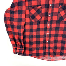 American Edition Men's Button Up Shirt Made USA Plaid Flannel Black Red Size XL