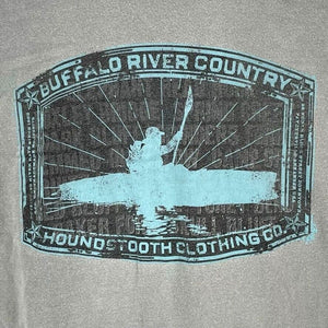 Houndstooth Men's Souvenir T Shirt Buffalo River Country Kayak Canoe Gray Size S