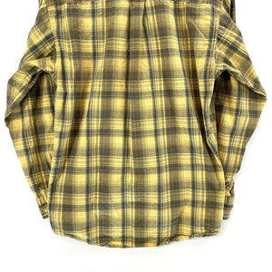 Red Head Men's Plaid Button Up Shirt Lightweight Workwear Yellow Blue Size S