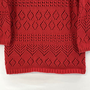 Talbots Women's Cozy Sweater Chunky Knit Sheer Tunic Red Size M