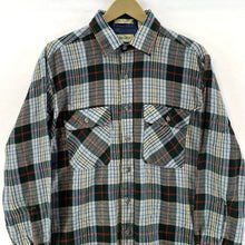 St Johns Bay Men's Button Up Shirt Outdoor Flannel Vtg Plaid Blue Green Size L