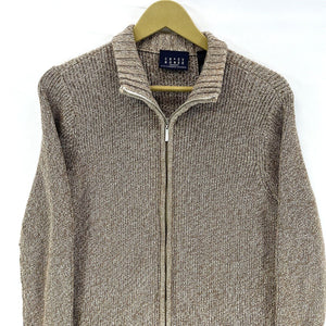 Preppy Full Zip Cardigan Beige Medium