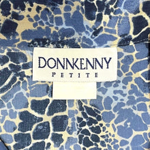 DonnKenny Women's Button Up Blouse Ribbed Snake Skin Light Office Blue Size PL