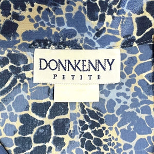 DonnKenny Women's Button Up Blouse Ribbed Snake Skin Light Office Blue Size PL