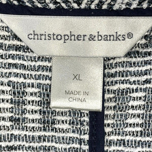 Christopher & Banks Women's Open Vest Nautical Knit Heather Blue White Size XL