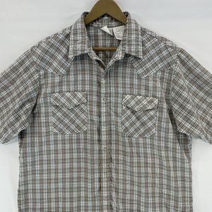 Vintage Pearl Snap Shirt Gray Size L