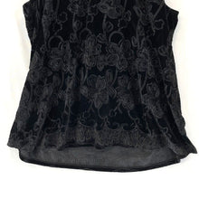 Magnolia Skye Women's Sexy Tank Top Keyhole Back Floral Velvet Black Size M