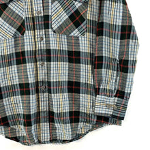 St Johns Bay Men's Button Up Shirt Outdoor Flannel Vtg Plaid Blue Green Size L