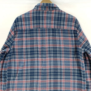 Haband Men's Button Up Shirt Plaid Cotton Flannel Outdoor Workwear Blue Size L