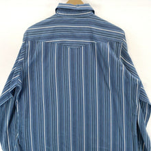 Bit & Bridle Men's Striped Button Down Shirt Pearl Snap Western Blue Size L