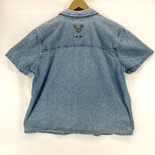 Faded Blue Embroidered Shirt Size1X