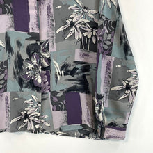 Graff Women's Floral Button Blouse Light Flowy Office Vtg Gray Purple Size M