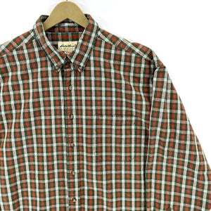 Eddie Bauer Men's Button Up Shirt Heavy Oversized Plaid Green Orange Size 2XL