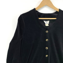 Maren & Maren Women's Button Up Blouse Velvet Tunic Vtg Made USA Black Size M