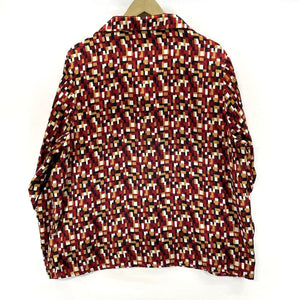 Kathie Lee Women's Flowy Button Blouse Geometric Office Red Size 18W