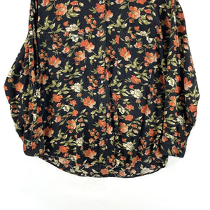 Get! Women's Black Floral Tunic Blouse with Flowey Silhouette  Size M