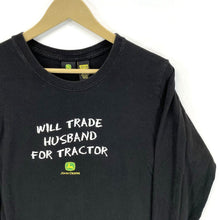 John Deere Women's Soft T Shirt Will Trade Husband For Tractor Fun Black Size L