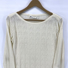 Garland Women's Sheer Sweater Herringbone Arrow Knit Lightweight Beige Size S