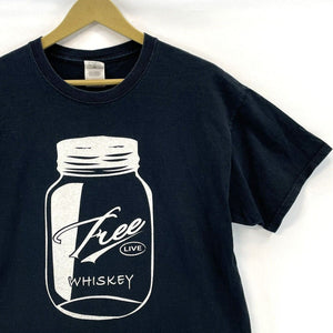 Gildan Men's Graphic T Shirt Free Live Whiskey Mason Jar Souvenir Black Size L