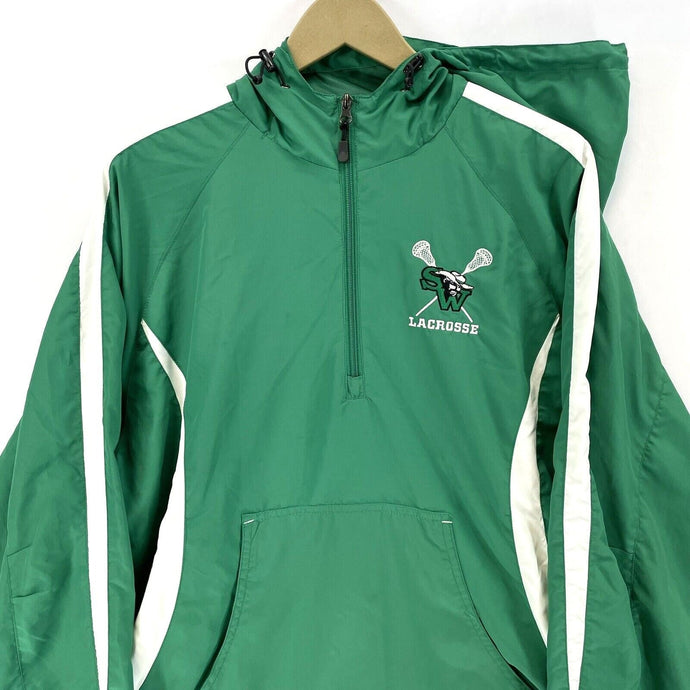 Sport Tek Women's Half Zip Windbreaker Hoodie SW Lacrosse Sports Green Size L