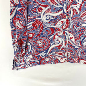 Westbound Women's Button Up Linen Blend Flowy Tunic Paisley Blue Red Size L