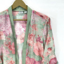 Haband Women's Floral Duster Kimono Sheer Lightweight Vtg Pink Green Size L