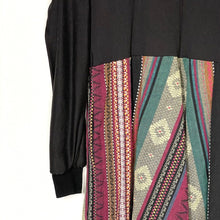 Orvis Women's Mock Neck Dress Aztec Tribal Pockets Vtg Made USA Black Size 12