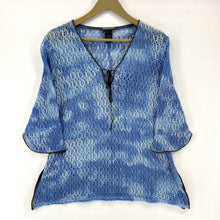 Bisou Bisou Women's Sheer Knit Flowy Blouse Blue Size XL