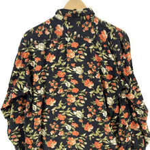 Get! Women's Black Floral Tunic Blouse with Flowey Silhouette  Size M