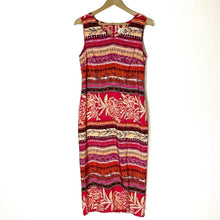 Kathie Lee Women's Maxi Dress Tropical Floral Tribal Striped Bright Pink Size M