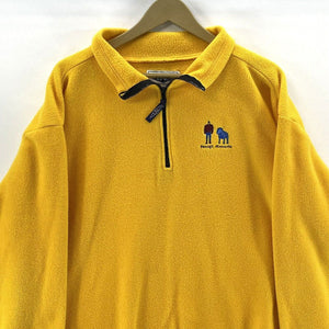 LAL Mens 1/4 Quarter Zip Fleece Sweater Bemidji Minnesota Pockets Yellow Size XL